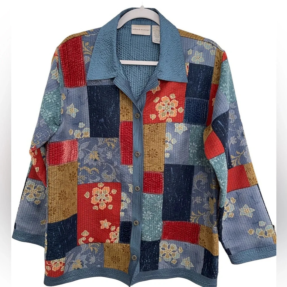 Alfred Dunner Quilted Patchwork Shirt Jacket Sz 10